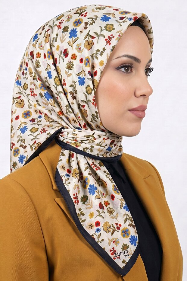 Women's White Floral Organic Cotton Soft Scarf