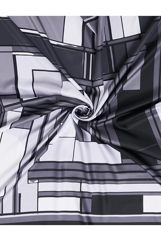 Geometric Pattern Scarf Black-Anthracite - 2