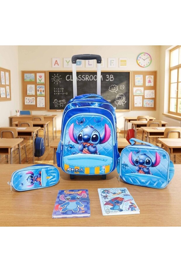 School Bag 6 Pieces Stitch Character Backpack
