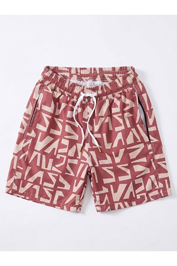 Boy's Patterned Shorts Swimsuit M00829 Tiles