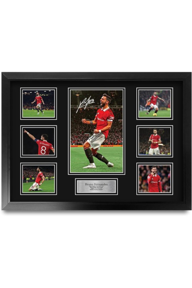 FR A2 Bruno Fernandes Gifts Printed Signed Autograph Picture for Football Fans and Supporters - A2 Framed