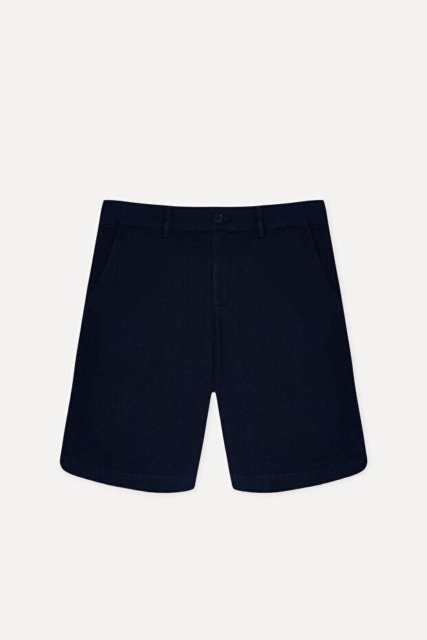 Men's Navy Blue Straight Fit Shorts