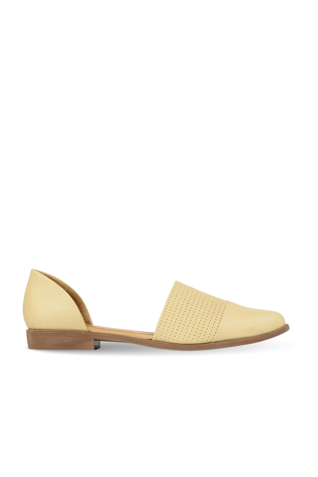 Yellow Leather Women's Flat Sandals
