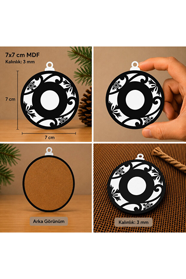 O Letter Christmas Ornament – Mdf Pine Tree Patterned Hanging Decoration (7X7 cm)