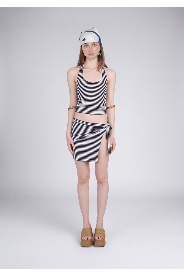Striped Halter Neck Bustier