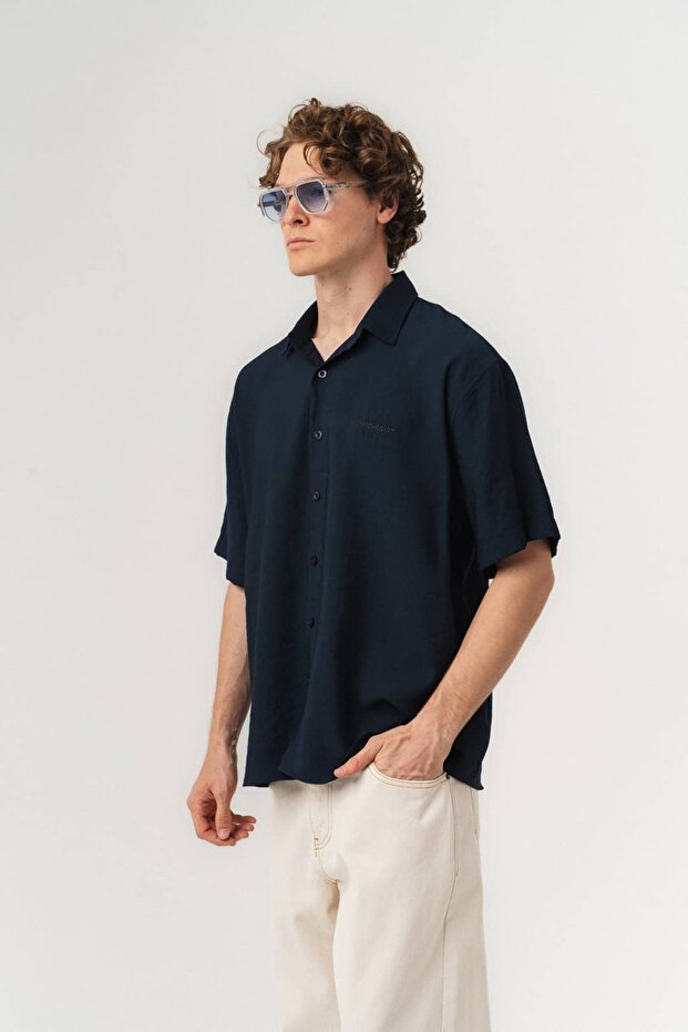Mach Basic Short Sleeve Tencel Fabric Oversize Shirt