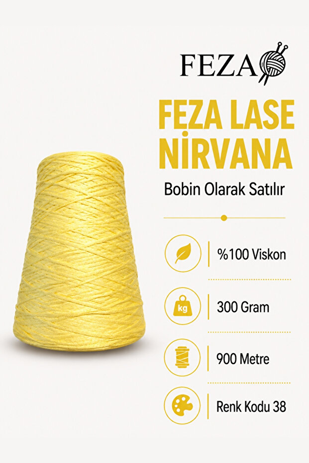 Lase Nirvana 100% Viscose Bobbin Knitting Yarn 300 Gr 900 Meters - Hand Knitting, Bag and Decorative Design Yarn