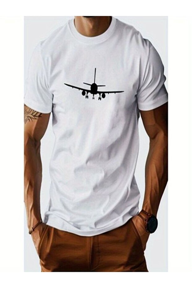 Men's White Printed T-Shirt