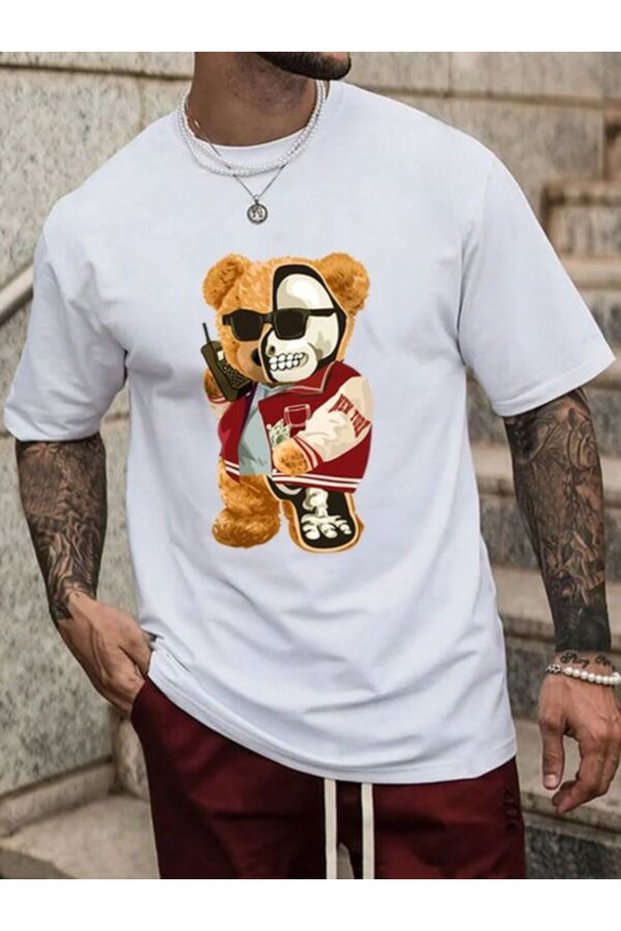 Oversize Printed White Men's T-Shirt