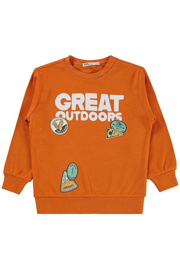 Boy's Great Printed Sweatshirt for Ages 2-5 - Orange