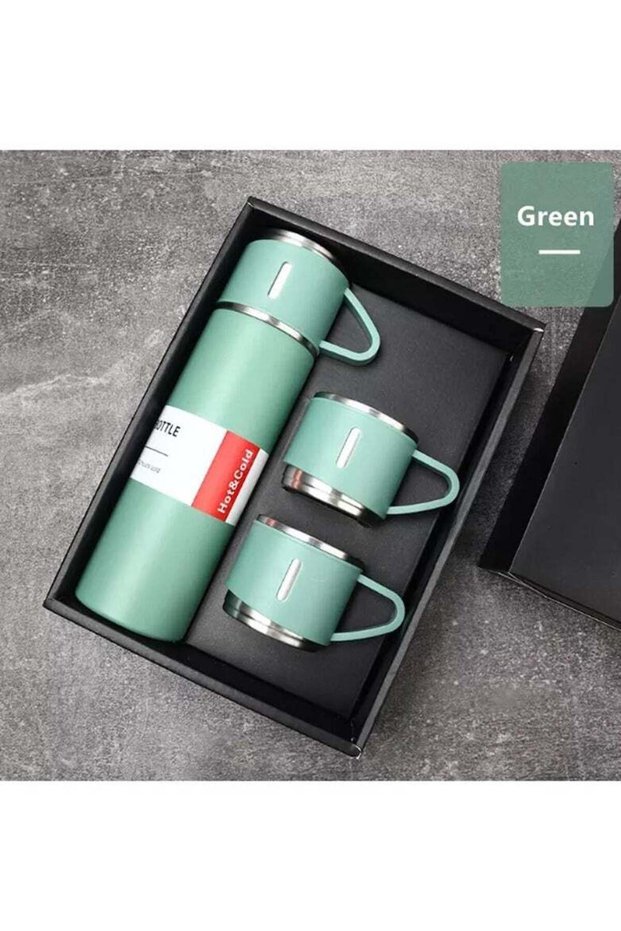 New Arrival Customizable Logo 3 Lid Stainless Steel Multiple Color Student And Business Gift Cup Vacuum Flask Set
