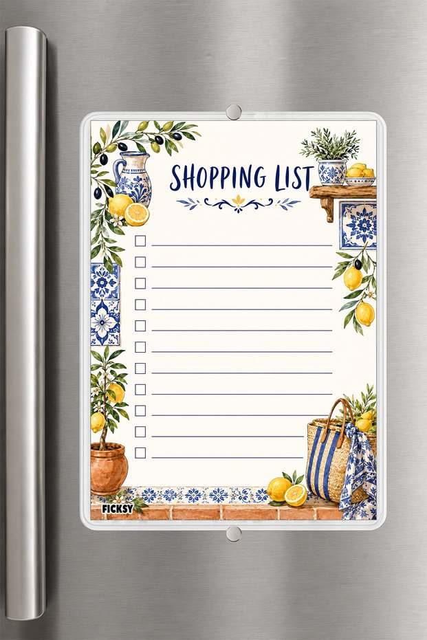 Shopping List - A5 - Magnetic - Pvc - Refrigerator Note Holder & Desktop - Summer Erase - Planner