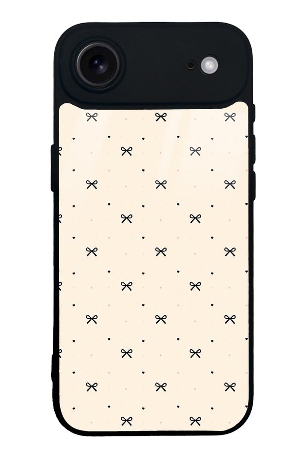 iPhone 17 Air Beige Coquette Pattern Design Glossy Phone Case