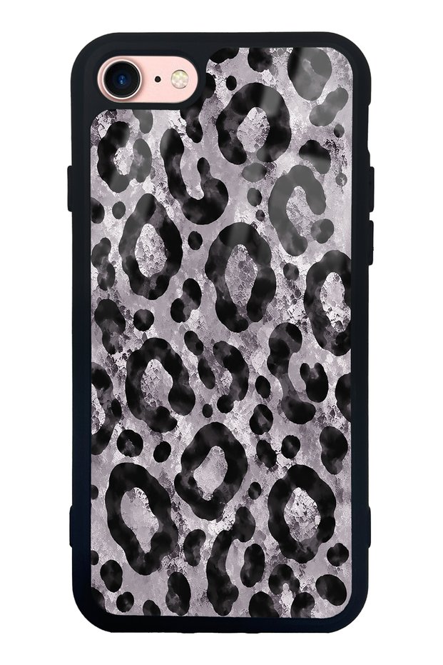 iPhone 7 - 8 - Se Gray Leopard Design Glossy Phone Case