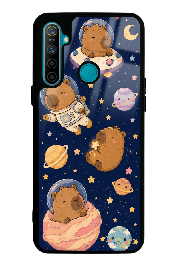 Realme 5I Glossy Phone Case with Cosmic Capybara Design
