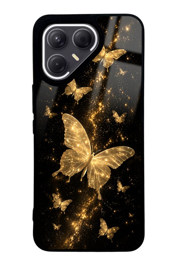 Tecno Pova 7 Pro Yellow Galaxy Butterfly Design Glossy Phone Case