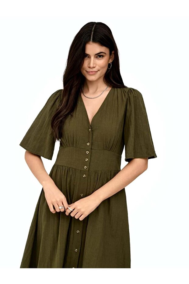 OnlTizana 2/4 Midi Dress WVN NOOS Kadın Elbise Yeşil (15373535) - 6