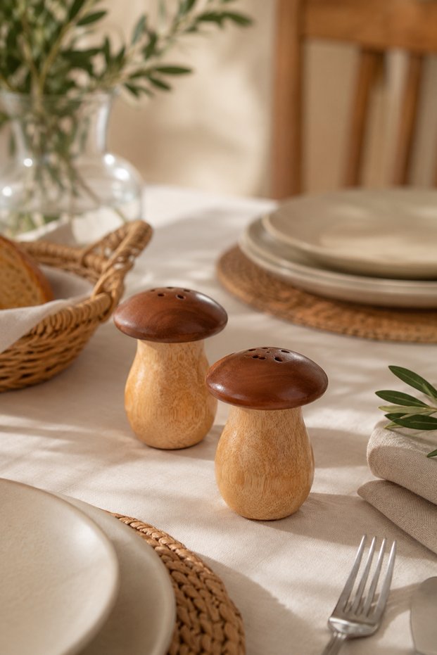 Acacia Bamboo Cork Salt and Pepper Shaker Set of 2 8 cm Decorative Tableware and Kitchen Accessory