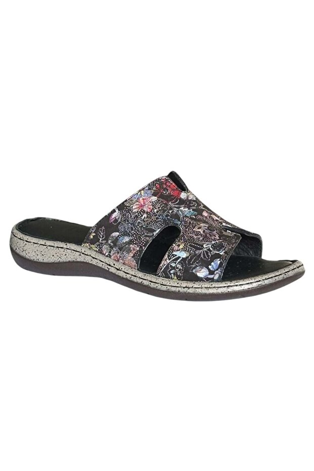 26Y Nbl14 Black Women's Genuine Leather Daily Slippers