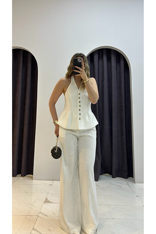 Linen Vest Trousers Set