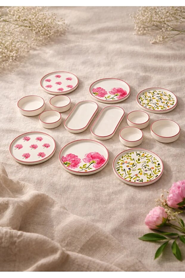 Rose Series 14 Piece Breakfast Set for 6 People