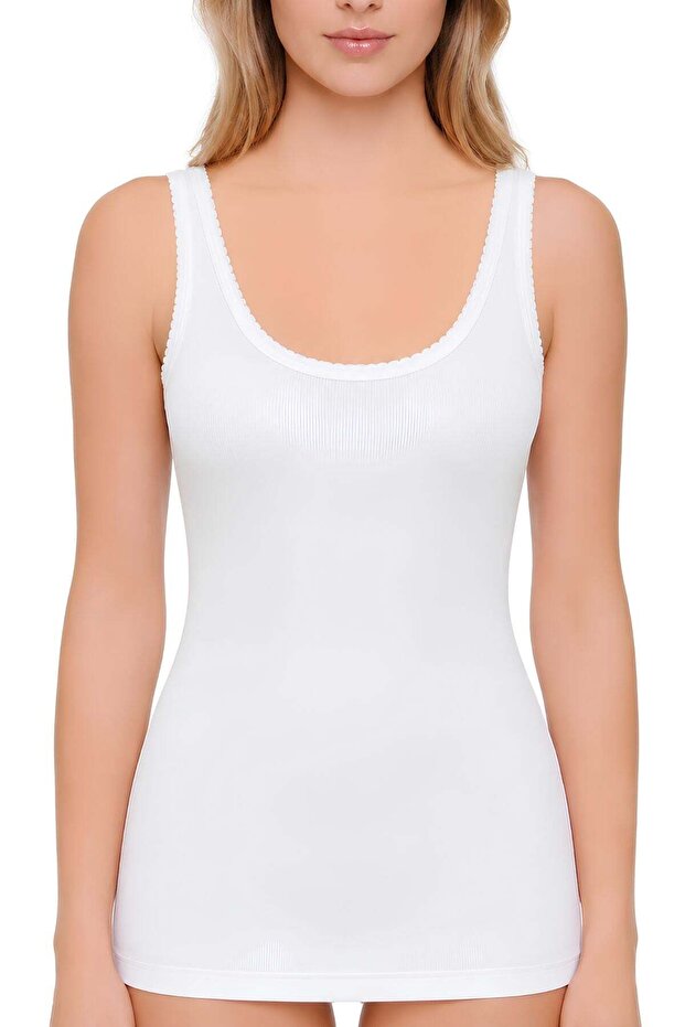 Ribana Wide Strap Women's Athlete Top White 100% Cotton 3-Pack