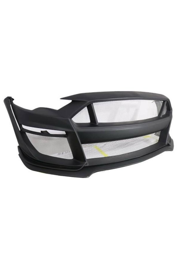 2018-2022 Ford Mustang GT 500 Style Front Bumper Conversion Replacement With Grille & Fog Light Cover & Front Lip Splitters