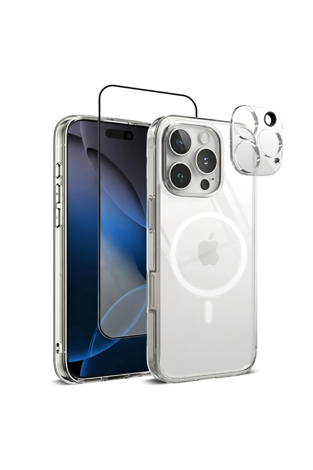 (3 in 1) Magnetic Case Compatible with iPhone 16 Pro Cover with Front Tempered Glass Screen