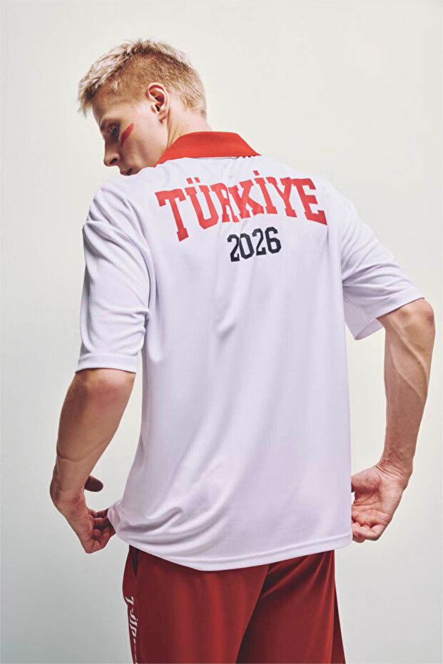 Turkey Printed White Men's Polo Neck T-Shirt I1703Ax/Wt34