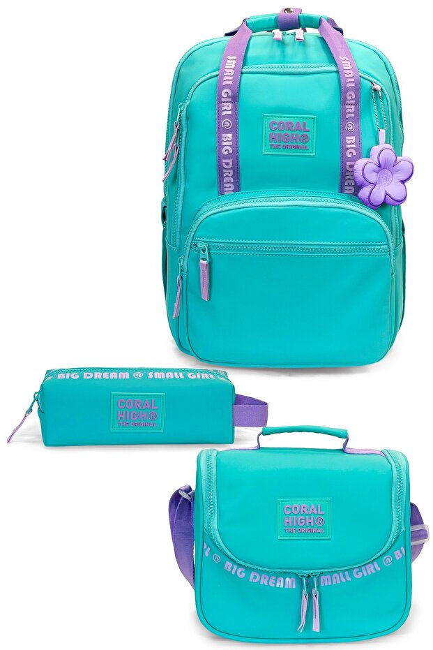 Green Purple 3-Piece School Bag Set Set0124402