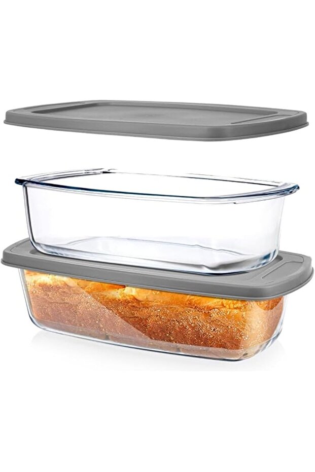 Glass Bread Pan Set, 1.9 Quart Glass with Lid High Temperature Resistant, BPA-Free, Portable and Easy to Clean,