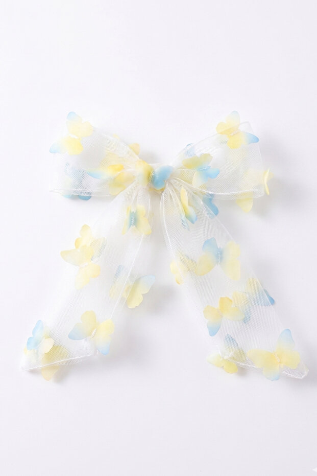 Yellow Butterfly Appliqued Girl's Automatic Buckle