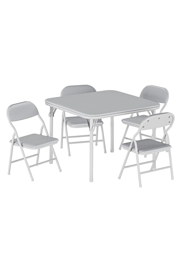 Folding Table and Chairs Set for Children (5 Pieces), Includes 1 Table and 4 Folding Chairs, Activity Set, Suitable for Children's Room, Nursery or Classroom.