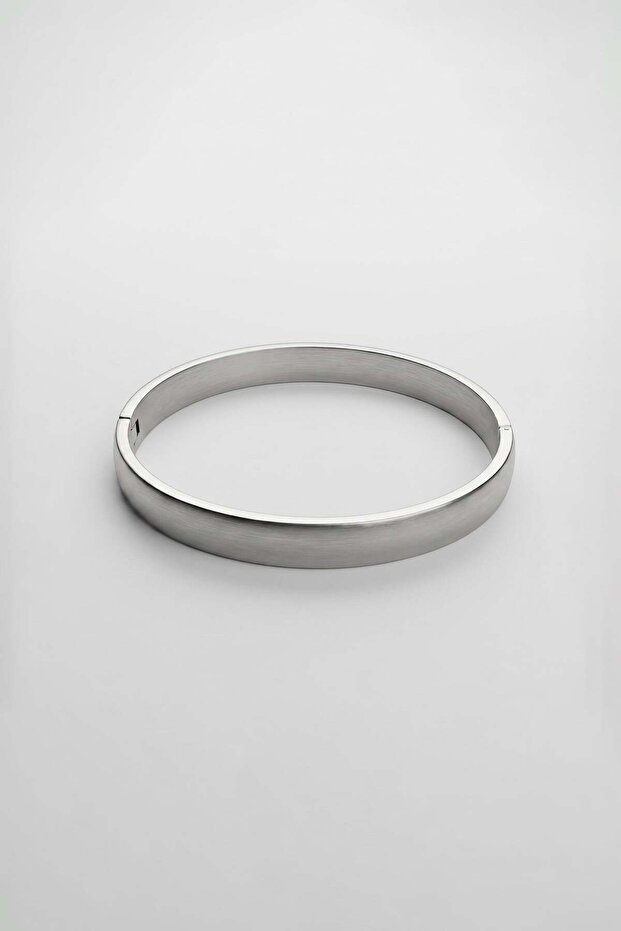 Unisex Minimal Clamp Steel Bracelet Silver