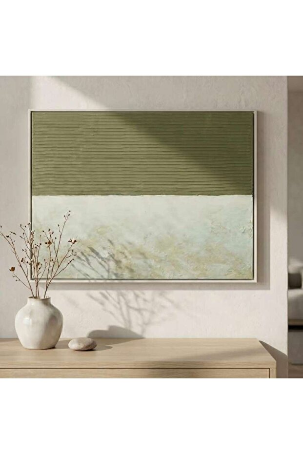 Echowind Textured Framed Wall Art 62.5x82.5cm - Green