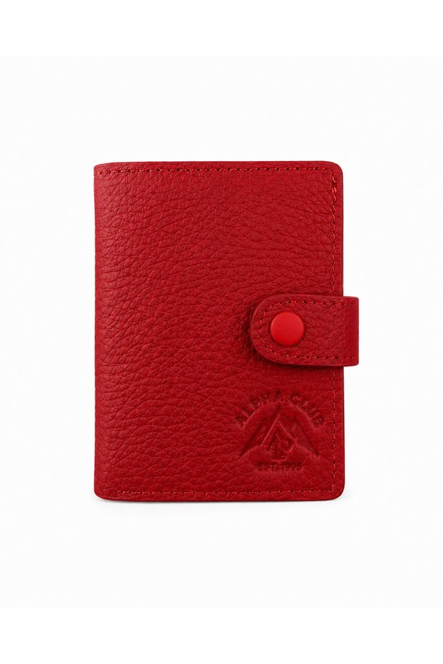 Women's Genuine Leather Red Wallet and Card Holder