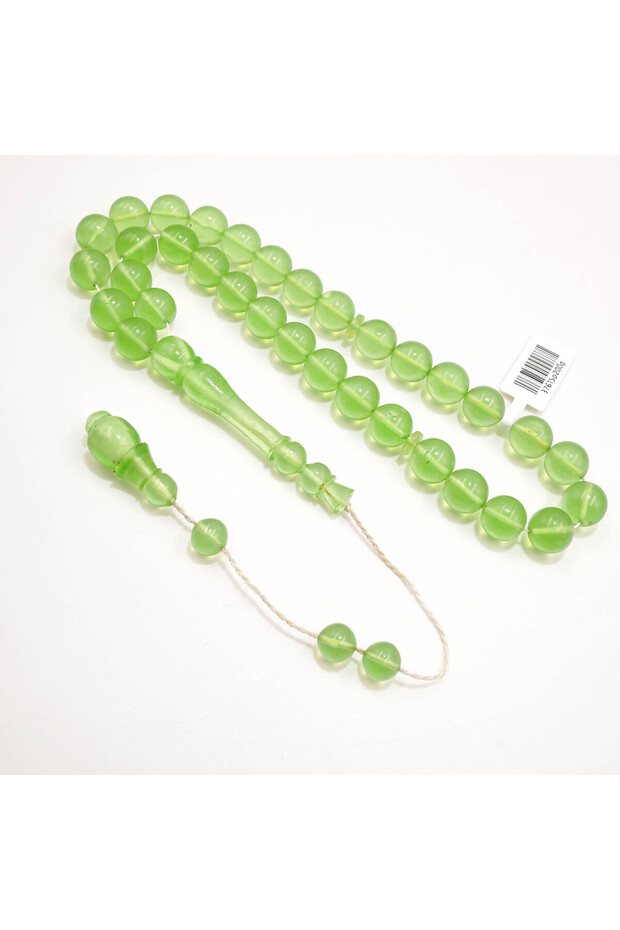 Saffron Light Green Rosary 33 Beads 10.5mm Translucent Prayer Beads 36g Tasbih