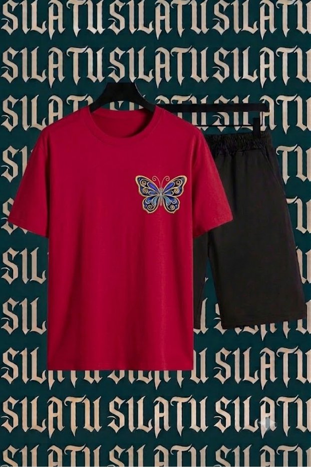 Blue Butterfly Printed Shorts and T-Shirt Set