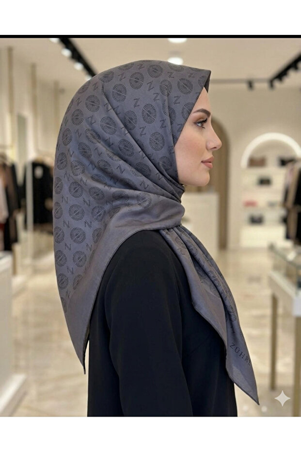 Zühre Gizem Monogram Scarf Gray