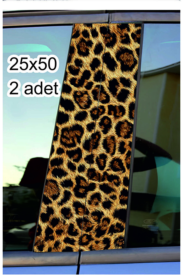 Car Post Covering Foil Leopard Patterned Fur Printed Vehicle Door Column Graphic Sticker 25X50Cm 2 Pieces