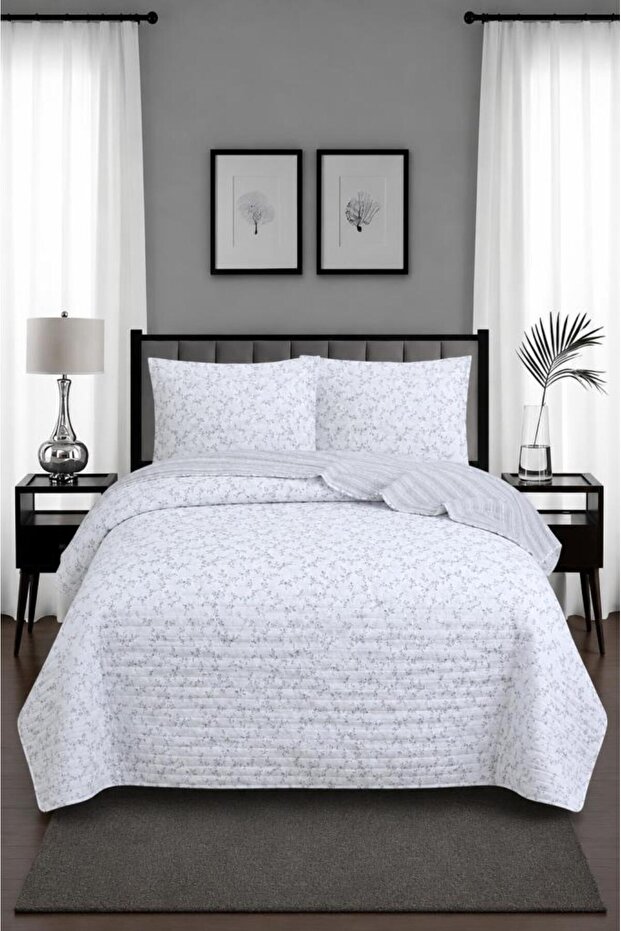 Laura Fiber Filled Double Bedspread 240X260 cm Gray