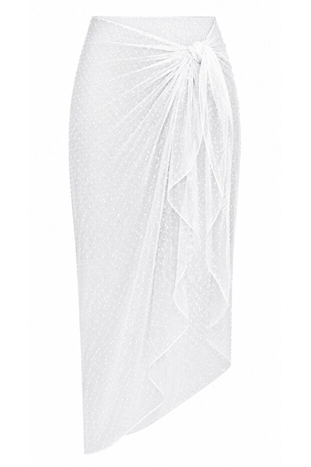 Women's Laser Cut Polka Dot Tulle Pareo