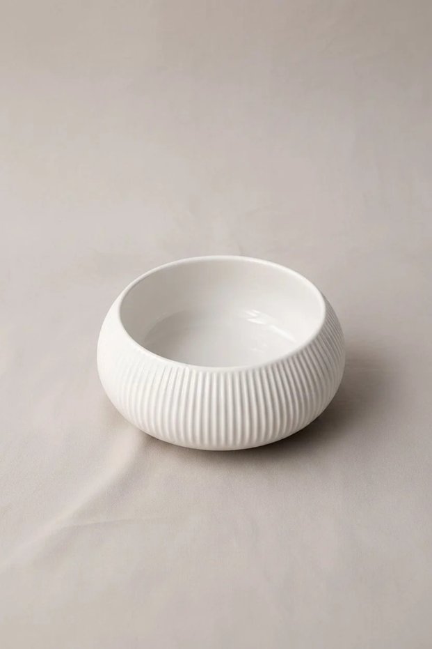 Acar Round Line Detailed Porcelain Bowl 12X6.5 cm – for Salads, Breakfast and Serving 750 ml