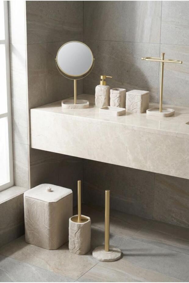 Bej 9 Piece Bathroom Set