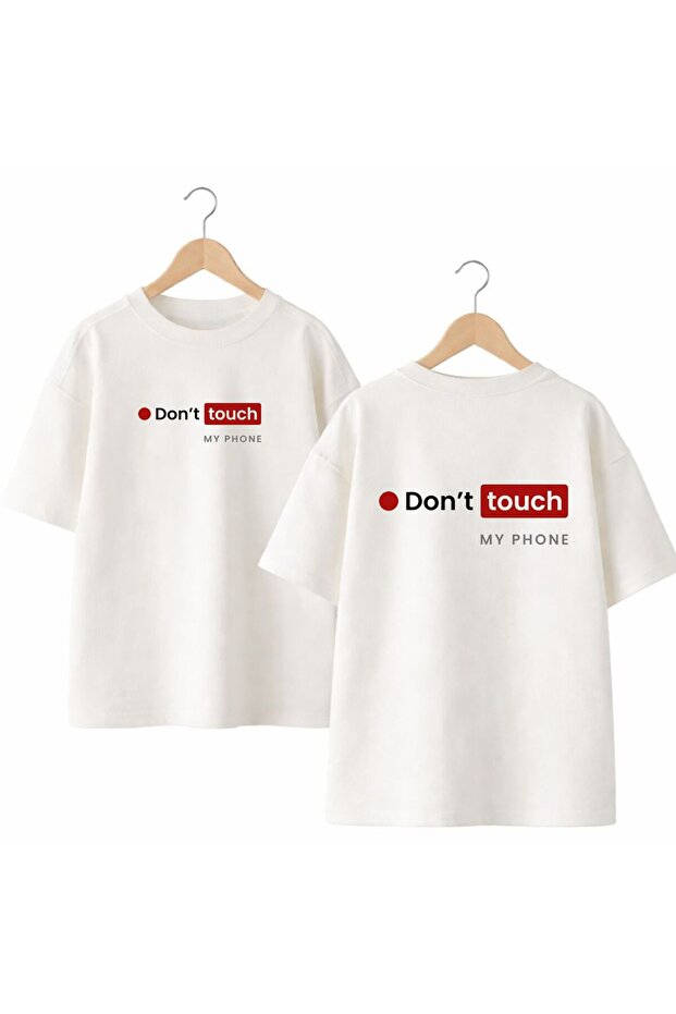 Dont Touch Back and Front Chest Printed 100% Cotton Oversize Loose Regular Fit Crew Neck T-Shirt