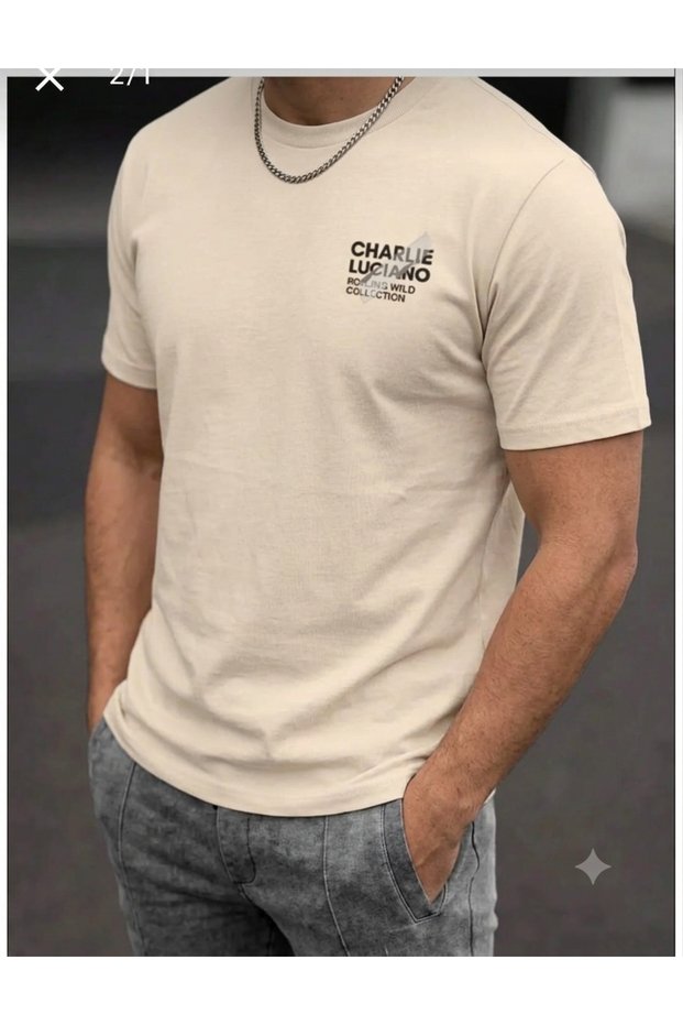 Men's Printed Crew Neck Oversized Wide Fit T-Shirt