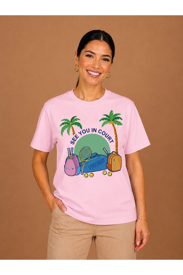 Unisex Oversize T-Shirt Tenni̇s 9 Printed 100% Cotton T-Shirt Comfortable Fit