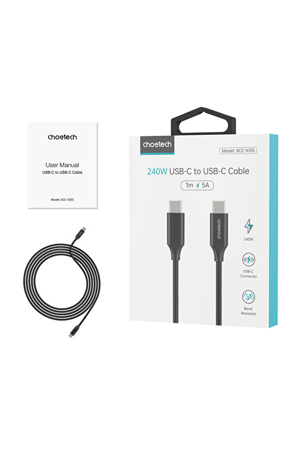 EasyGO USB-C to USB-C Cable 240W PD 3.1 Fast Charging, Braided Cord, Black XCC-1035