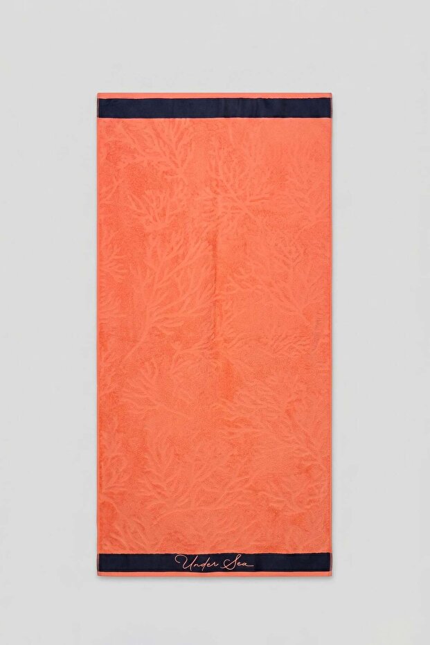 Unisex Jacquard Cotton Beach Towel Orange