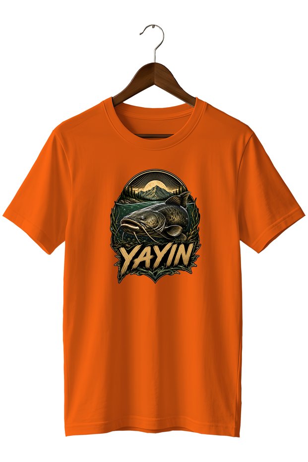 Catfish Printed Unisex T-Shirt Fishing Outdoor Fishing Themed Crew Neck T-Shirt
